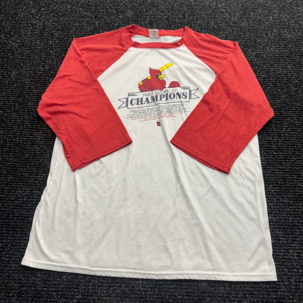 St Louis Cardinals 1982 World Champions Raglan T-Shirt XL Red White Baseball MLB